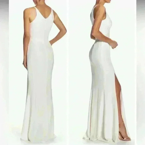 Dress the Population- NWT Iris Slit Crepe Gown / Size XS /Color Off - White - Picture 1 of 16